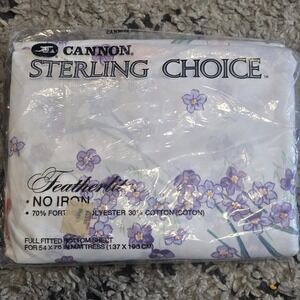 New Cannon Sterling Choice Featherlite Full Fitted Sheet Pink Lily Purple Floral